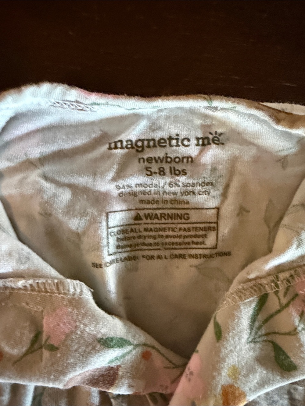 Magnetic Me Cream Floral Footed One-Piece - Picture 2 of 5